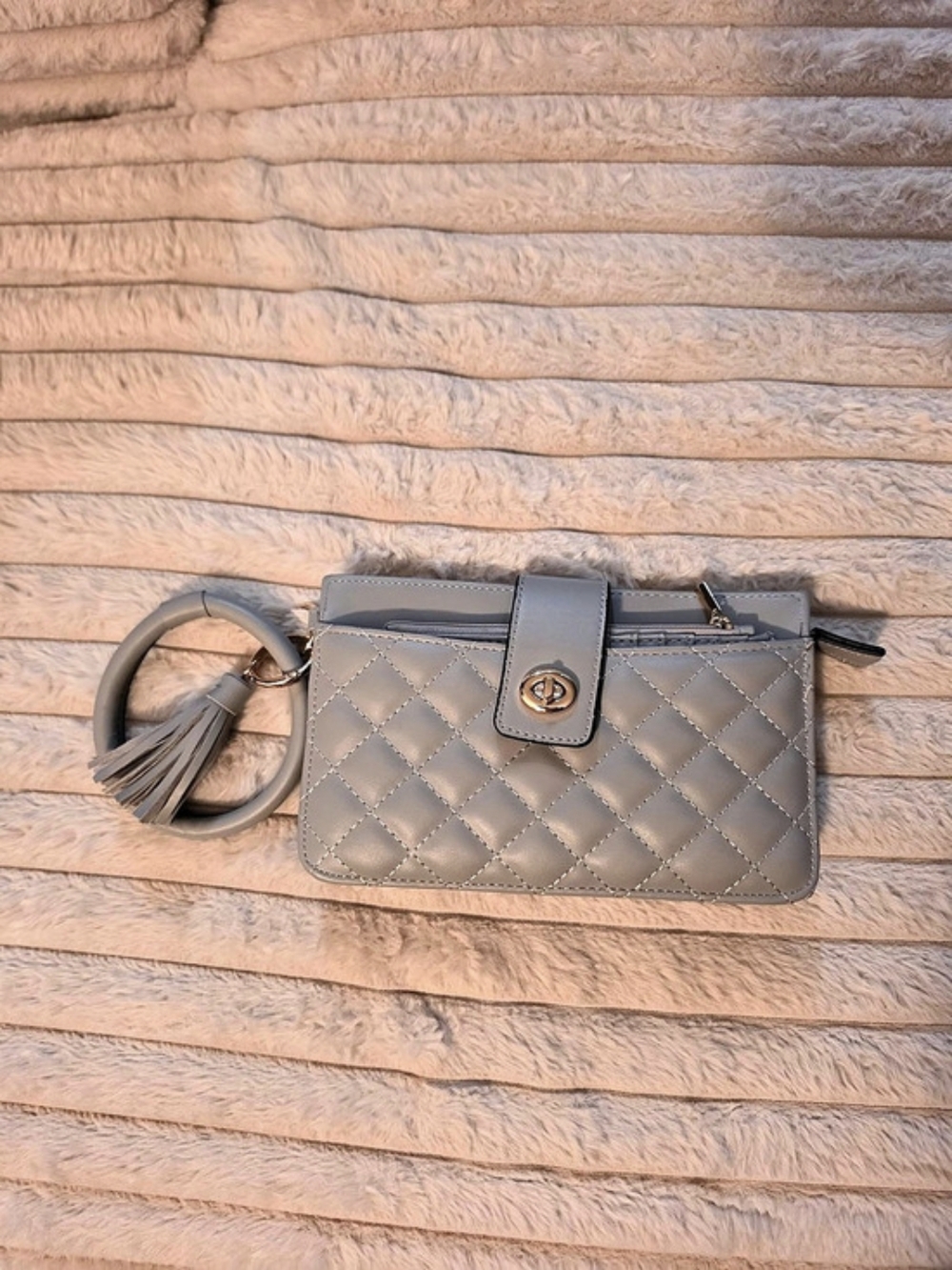 Light Gray Quilted Wristlet with Matching Wallet